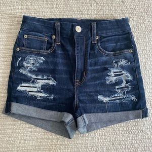 American Eagle Dark Wash Distressed Jean Shorts